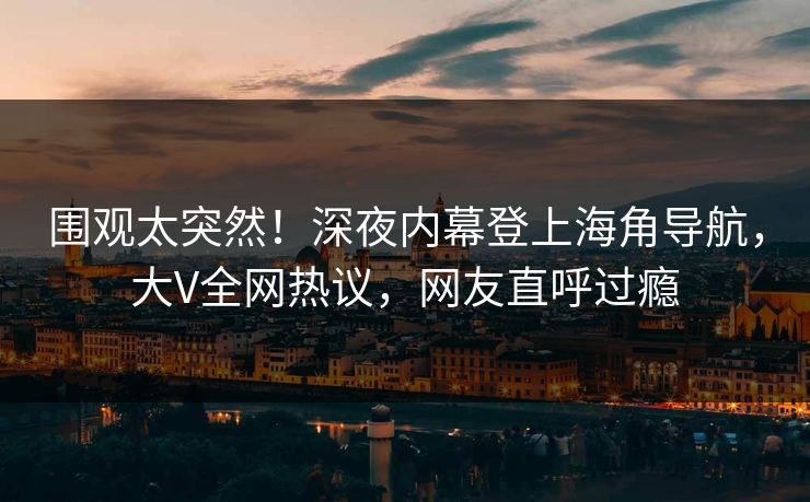 围观太突然！深夜内幕登上海角导航，大V全网热议，网友直呼过瘾