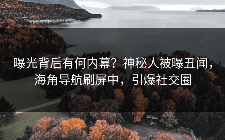 曝光背后有何内幕？神秘人被曝丑闻，海角导航刷屏中，引爆社交圈