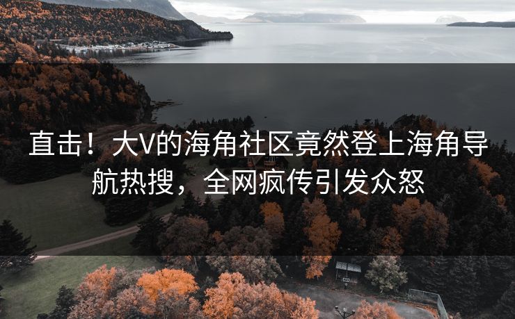 直击！大V的海角社区竟然登上海角导航热搜，全网疯传引发众怒