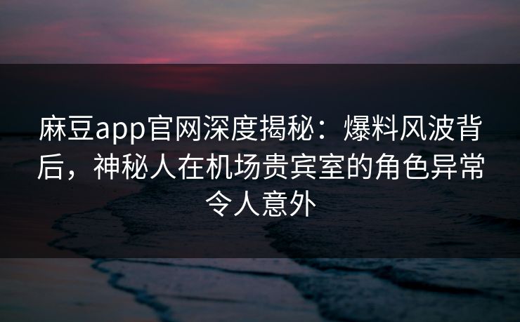 麻豆app官网深度揭秘：爆料风波背后，神秘人在机场贵宾室的角色异常令人意外