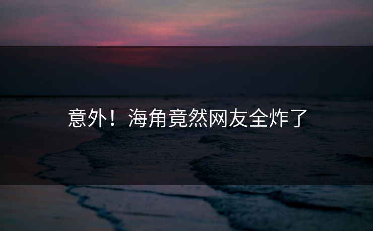 意外！海角竟然网友全炸了