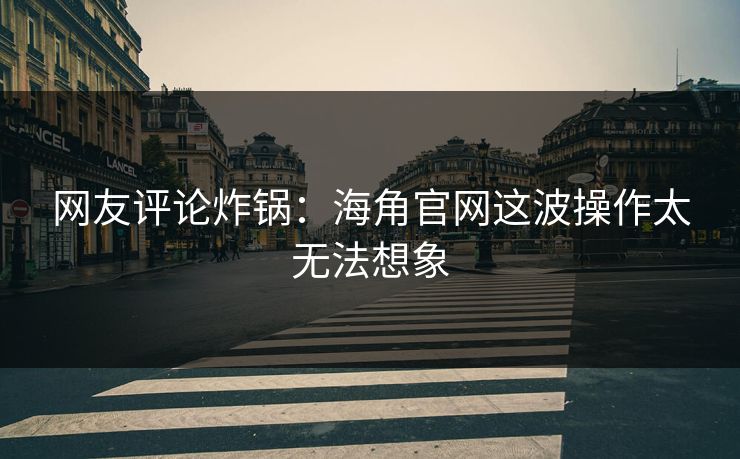 网友评论炸锅：海角官网这波操作太无法想象