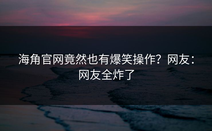 海角官网竟然也有爆笑操作？网友：网友全炸了
