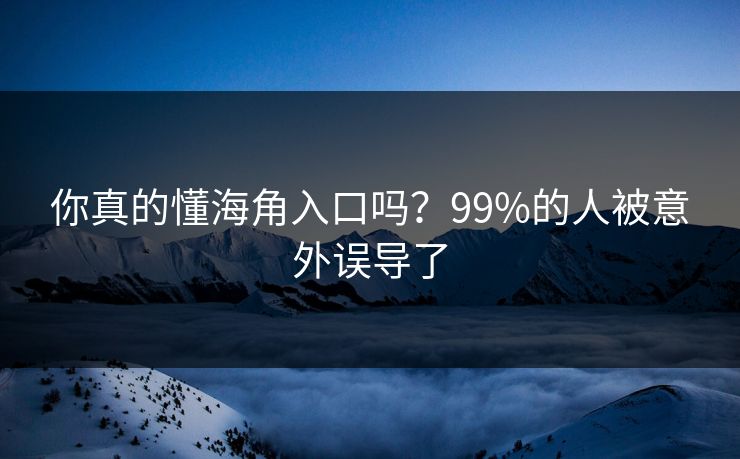 你真的懂海角入口吗？99%的人被意外误导了