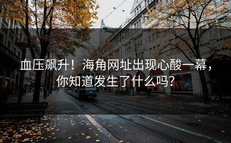 血压飙升！海角网址出现心酸一幕，你知道发生了什么吗？