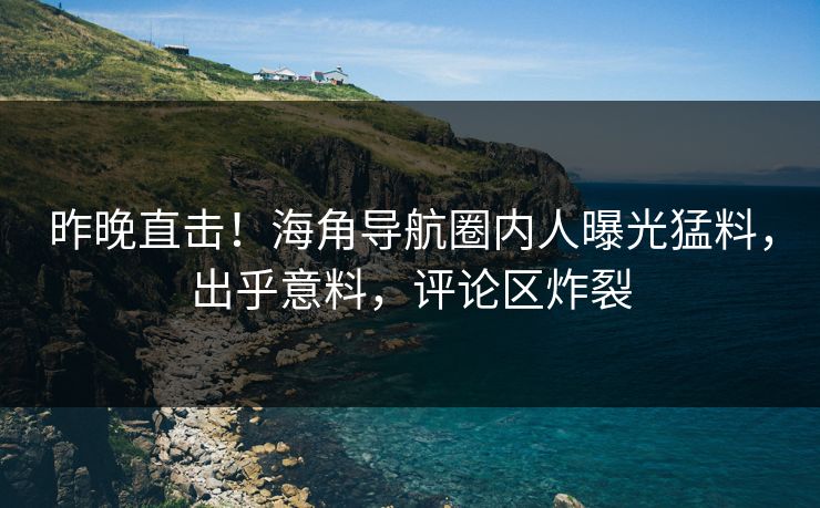 昨晚直击！海角导航圈内人曝光猛料，出乎意料，评论区炸裂