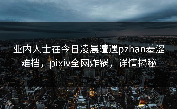 业内人士在今日凌晨遭遇pzhan羞涩难挡，pixiv全网炸锅，详情揭秘