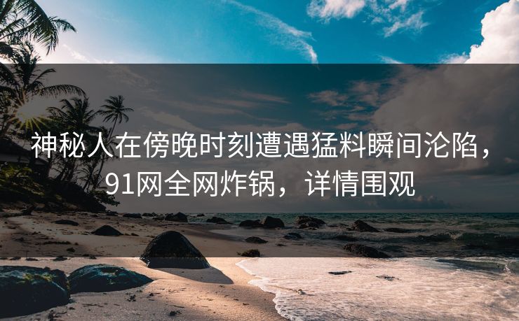 神秘人在傍晚时刻遭遇猛料瞬间沦陷，91网全网炸锅，详情围观