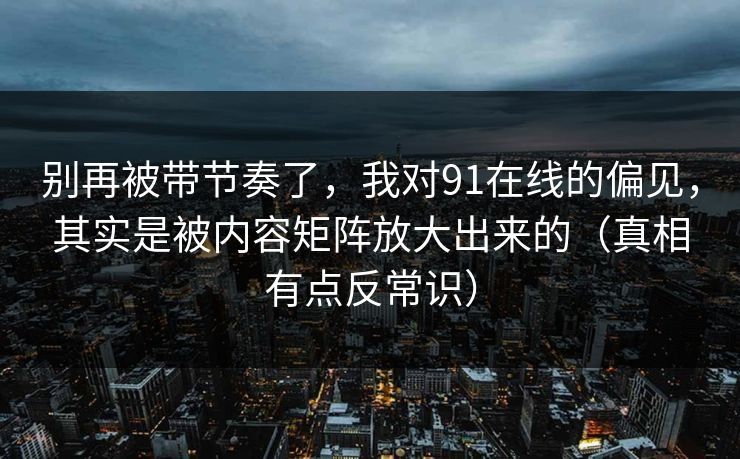 别再被带节奏了，我对91在线的偏见，其实是被内容矩阵放大出来的（真相有点反常识）