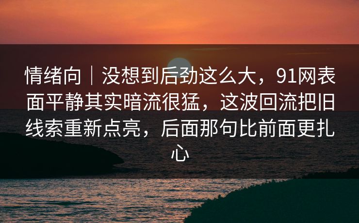 情绪向｜没想到后劲这么大，91网表面平静其实暗流很猛，这波回流把旧线索重新点亮，后面那句比前面更扎心